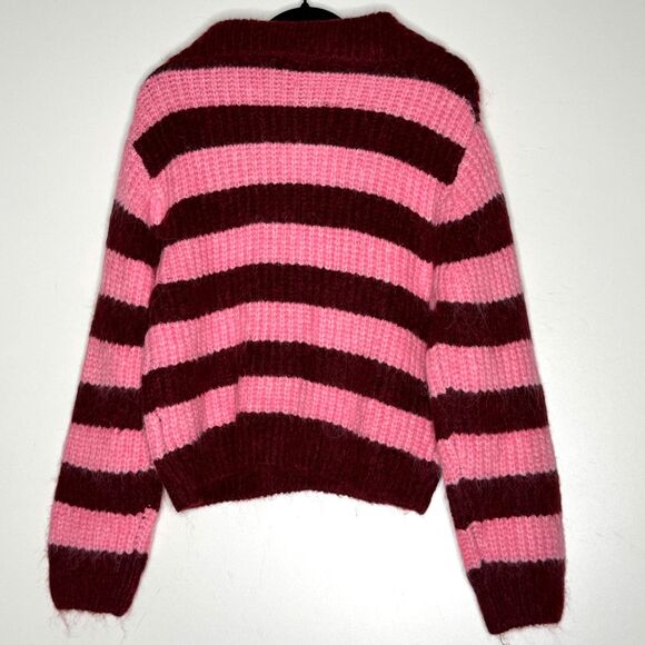 New Zara Stripe Knit Zip Collar Alpaca Sweater Girls Size 11-12 - Picture 6 of 7